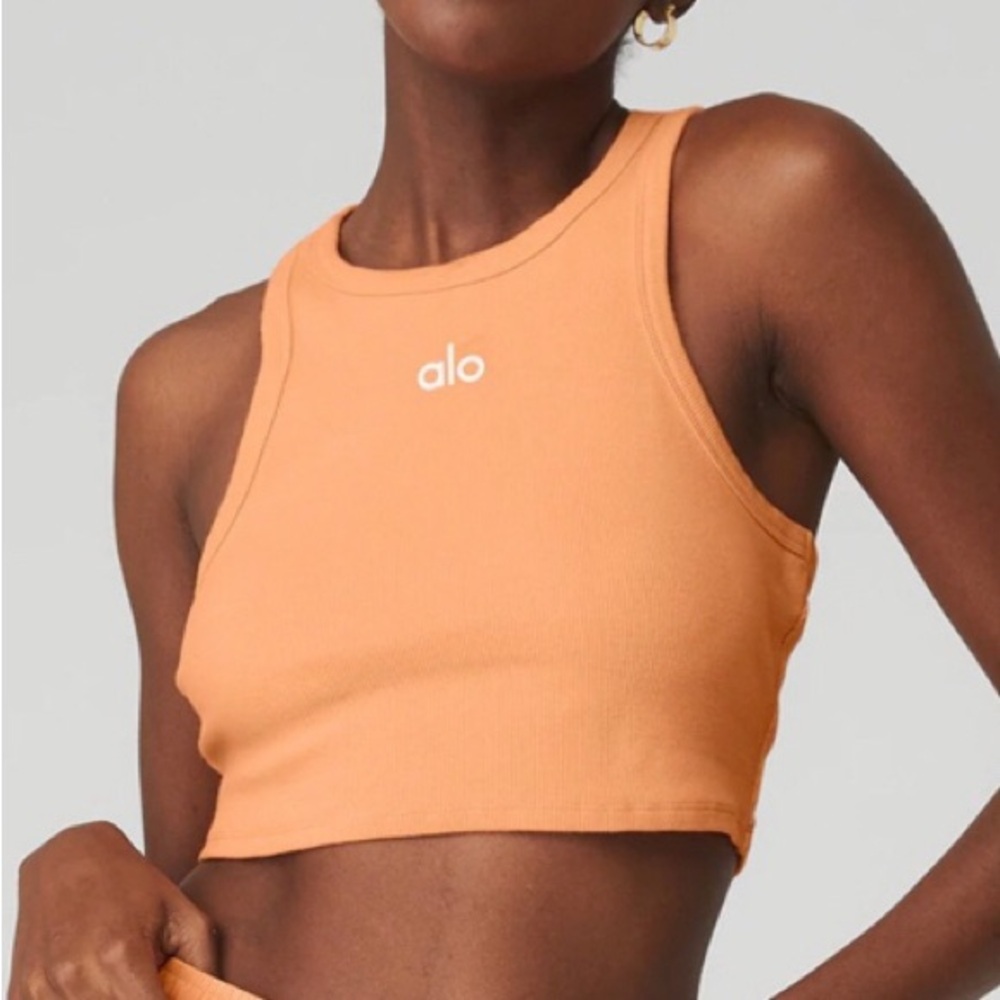 Alo Yoga Aspire Tank Warm Cantaloupe/White S